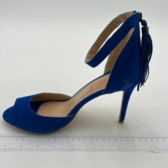 FSJ Women Peep Toe Ankle Strap Heels Sandals Stiletto Chic Fringed Party D'Orsay - Picture 2 of 8